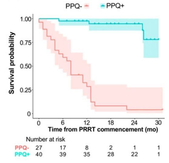 Survival after PRRT by PPQ status